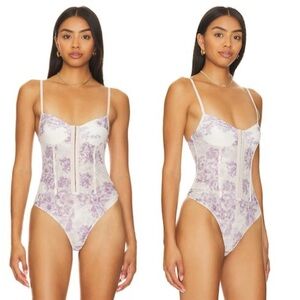 Free People Intimately FP Night Rhythm Bodysuit in Ivory Combo